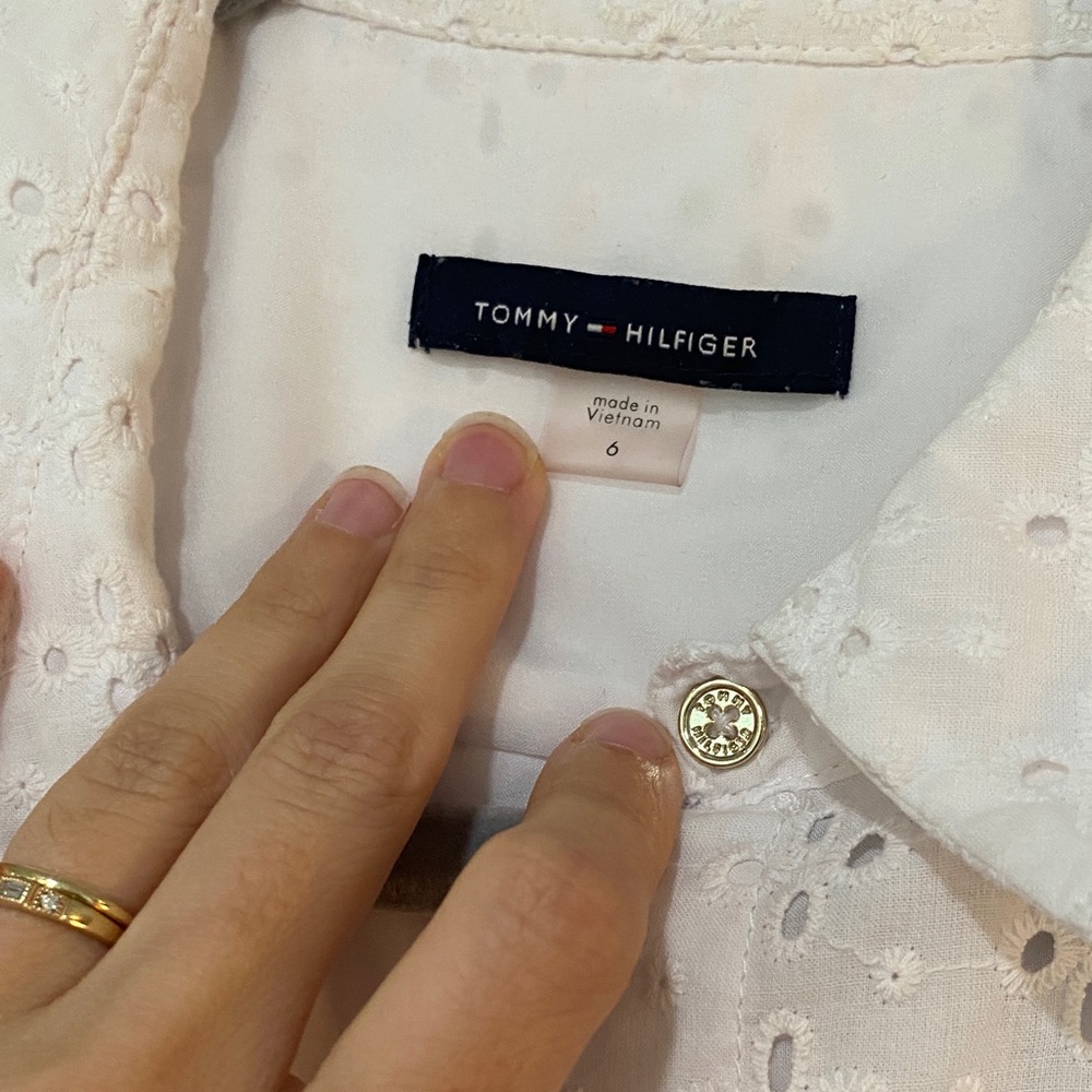 Tommy Hilfiger White Eyelet Midi Dress - Picture 2 of 5